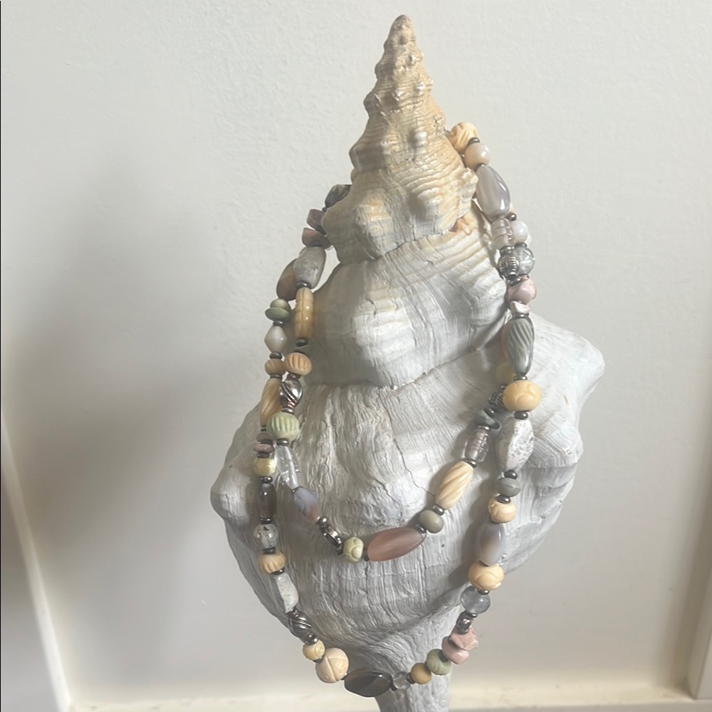 Neutral Color Beaded 36” Necklace